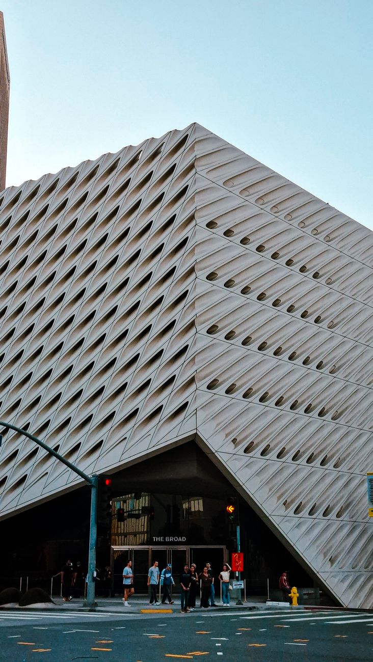 Stunning view of The Broad Museum's unique architecture in Los Angeles, captured during daytime.