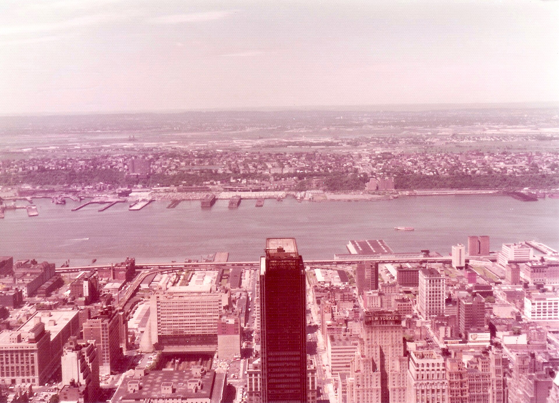View from the Empire State Building observation deck, New York City, August 1975