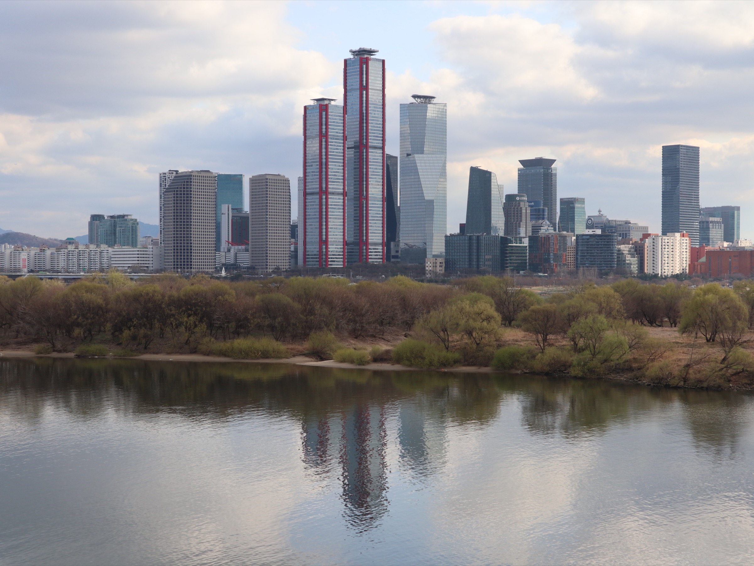 Skyline of Yeouido, Seoul's prominent finance district and home to Korea's major securities firms.