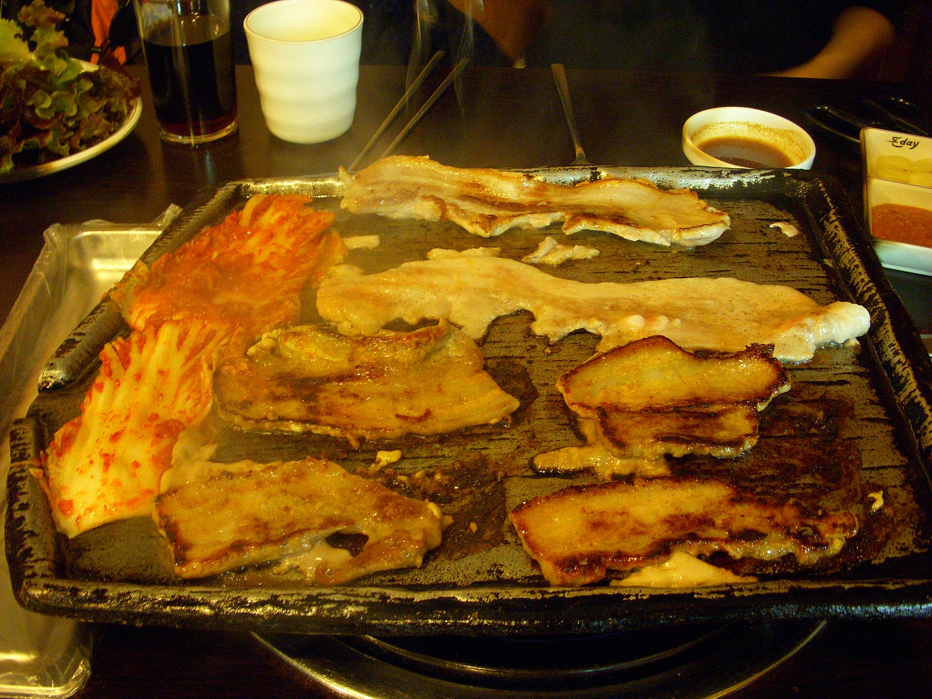 Samgyeopsal, grilled pork belly in Korean cuisine