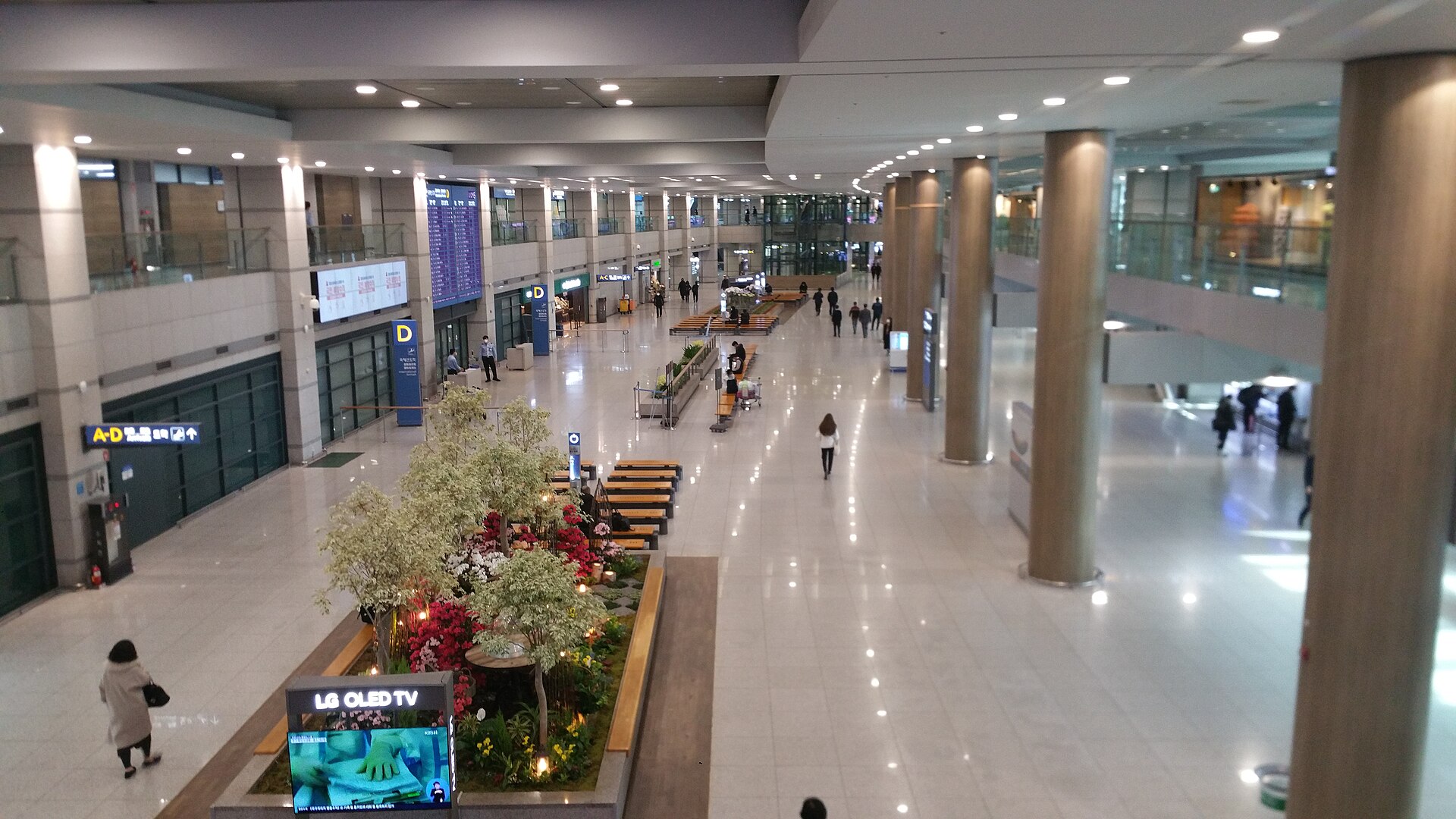 Few people in arrival hall at Incheon International Airport, Terminal 1, during coronavirus outbreak, March 6, 2020.