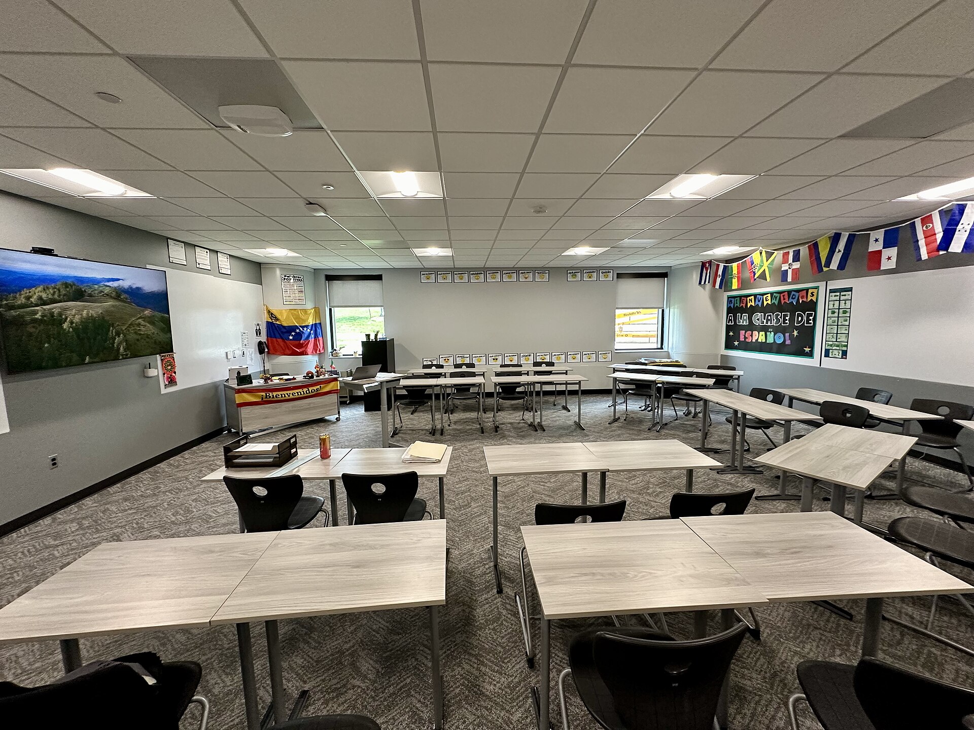 Mandan High School classroom for teaching Spanish and English as a second language.