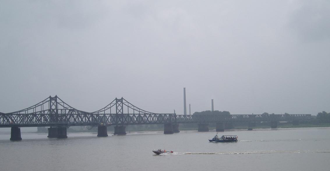The Sino-Korean Friendship Bridge across the Yalu (Amnokgang) at Sinuiju and Dandong.