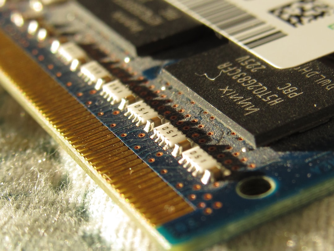 A close-up image of a laptop RAM module from a different angle.